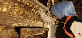 Románico Atlántico team has begun the restoration of the altarpiece in the church of Sejas de Sanabr